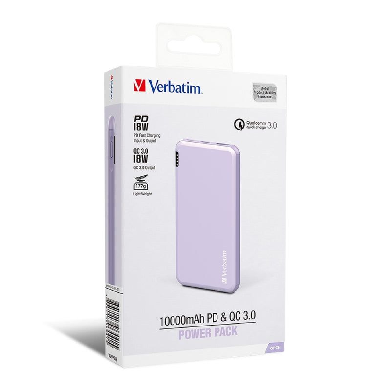 VERBATIM 10000mAh PD & QC 3.0 流動充電池