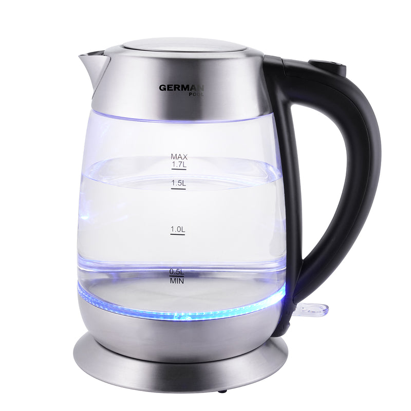 GERMAN POOL KTF218 1.7L Cordless Glass Water Kettle