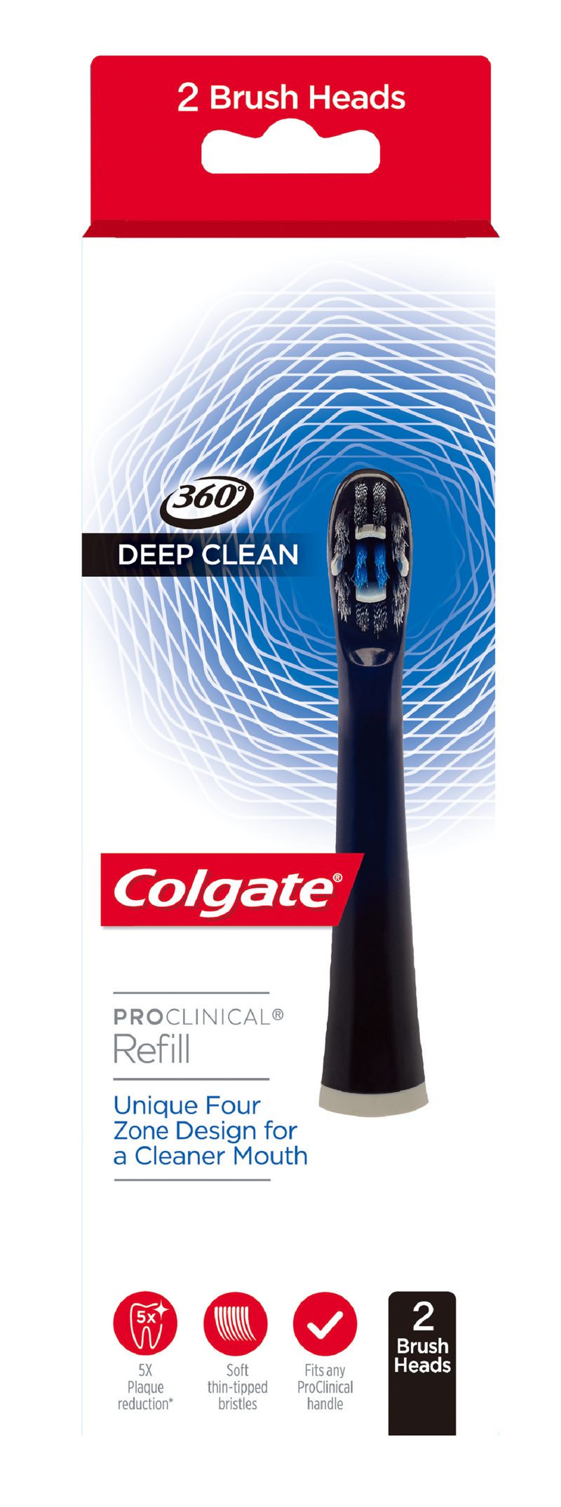 Colgate 高露潔 Pro Clinical B150 黑炭智能聲波震動牙刷替換刷頭三維潔淨型 2支