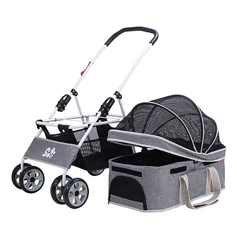 Dodopet Detachable Four-Wheel Folding Dog Trolley Blue (Pet Weight: 20kg)