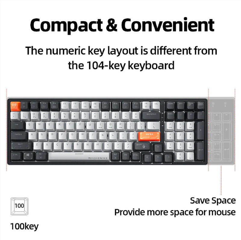 Machenike K600G 100Keys RGB Hot-Swappable Mechanical Keyboard (Brown Swtich)