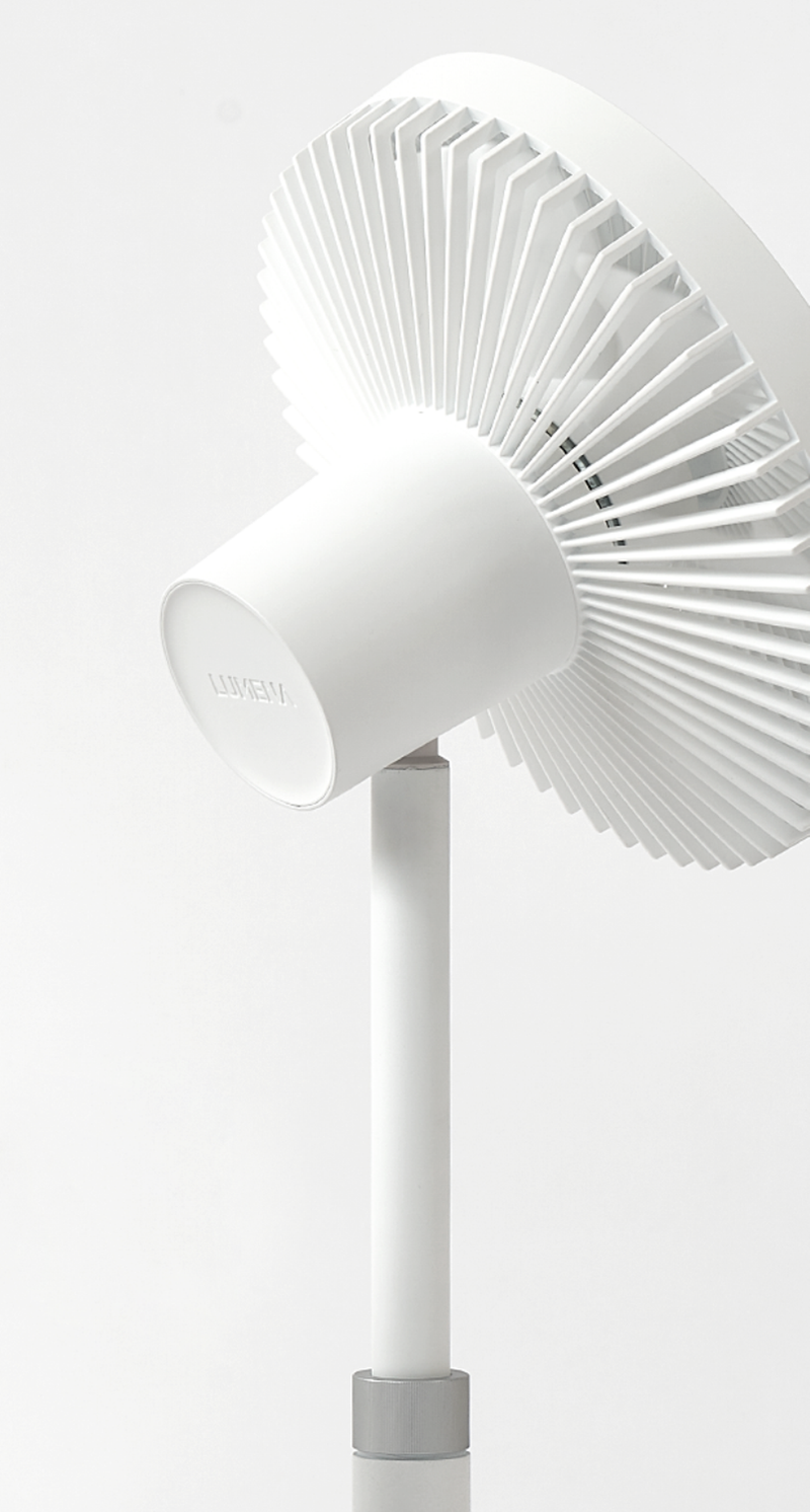 LUMENA PRIME 3 White Extendable Wireless Desk Fan