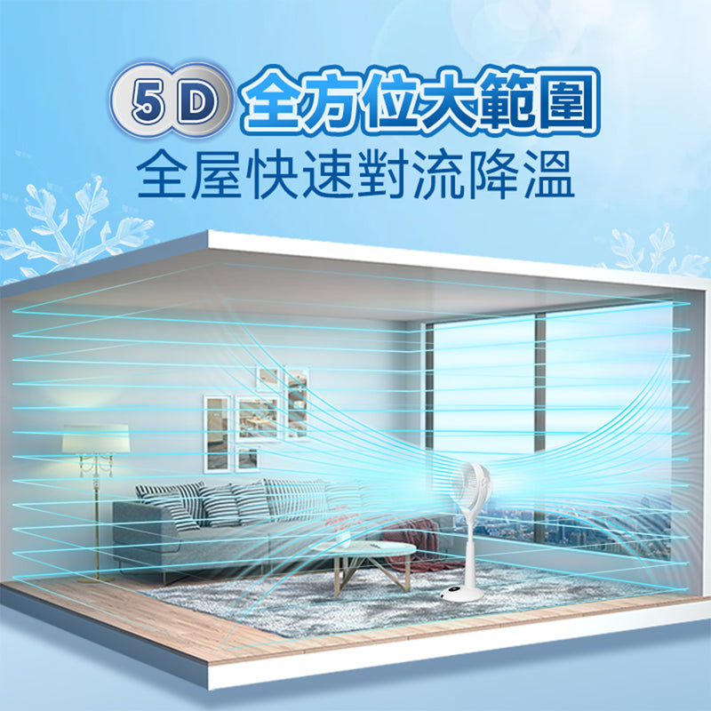 Yohome 5D全方位雙面雙葉對流淨化智能語音伸縮循環 風扇