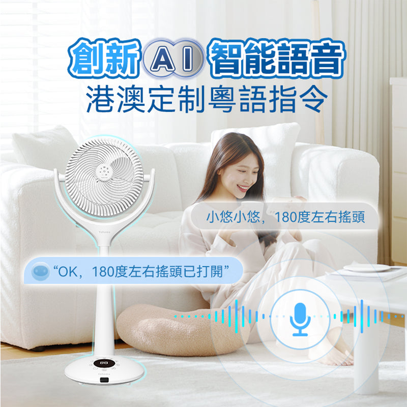 Yohome 5D全方位雙面雙葉對流淨化智能語音伸縮循環 風扇