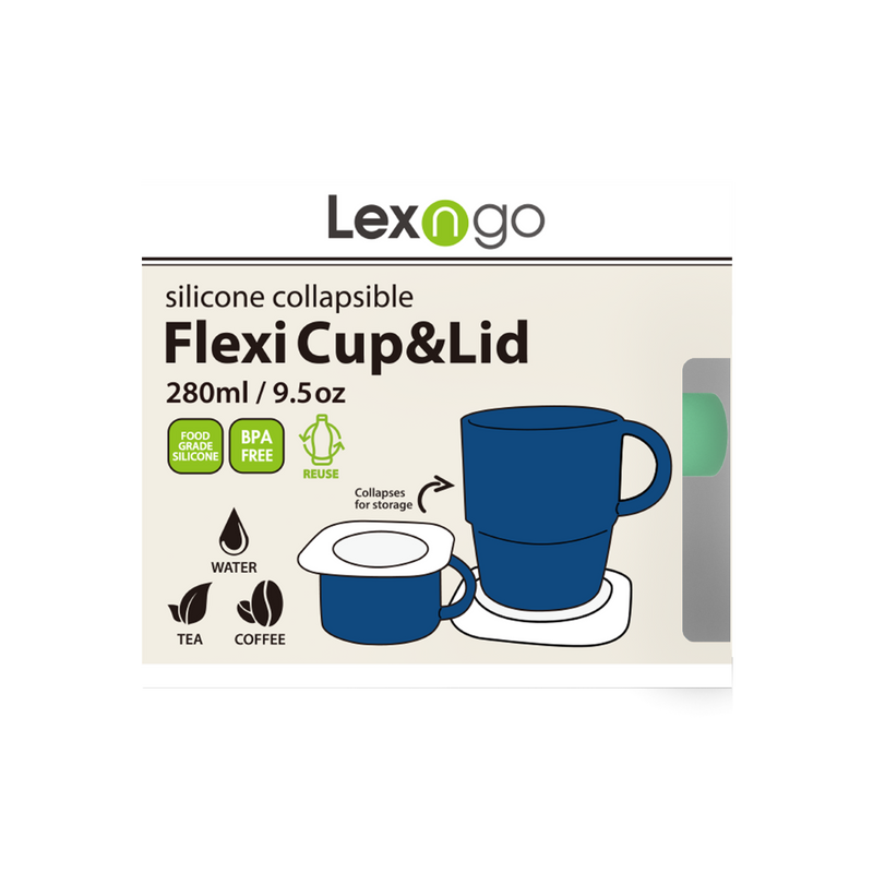 Lexngo Silicone Collapsible Flexi Cup and Lid (280ml/905oz)