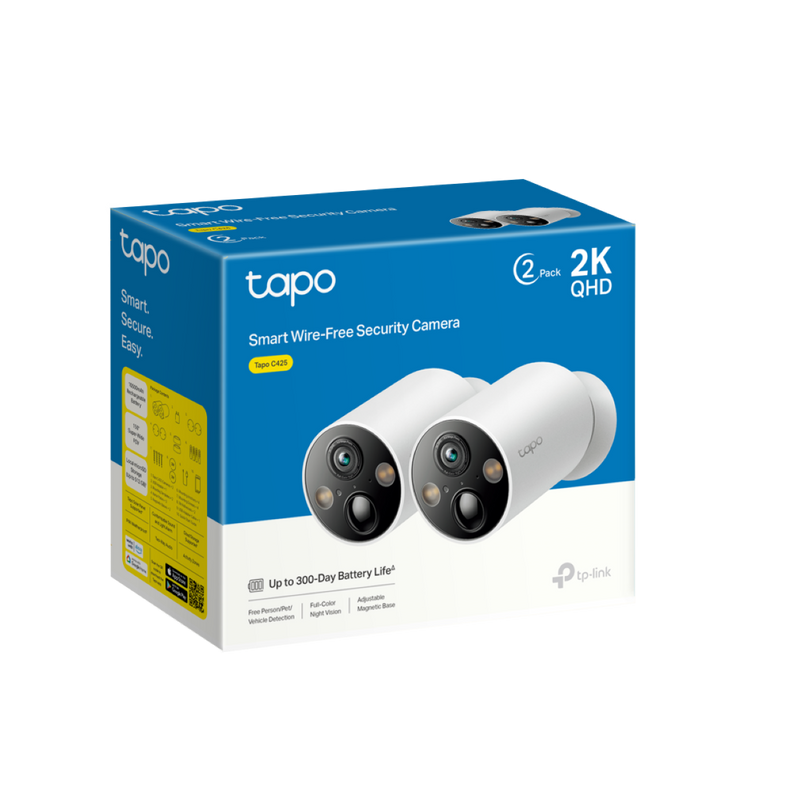 TP-Link Tapo C425 1440P AI 防水Wi-Fi 電池攝影機 (2件裝) 家居鏡頭