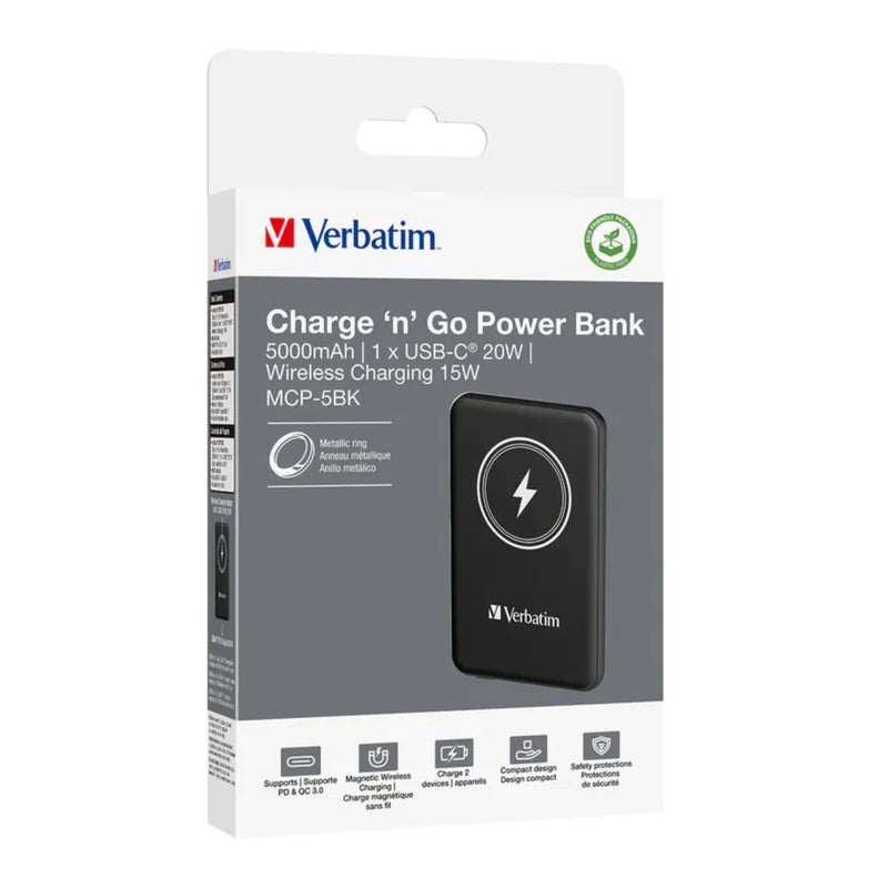 VERBATIM 5000mAh Magnetic Wireless Power Supply Power Bank