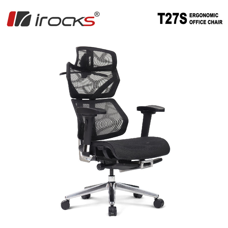 iRocks T27S Ergonomic Cloudmarble Mesh Chair (with Foldable Leg Rest)