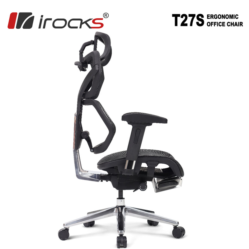 iRocks T27S Ergonomic Cloudmarble Mesh Chair (with Foldable Leg Rest)