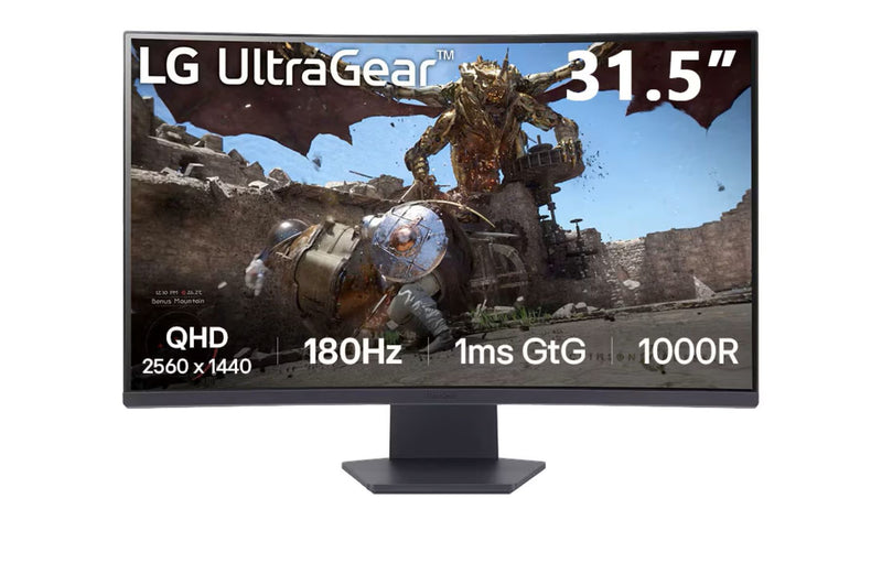 LG 樂金 UltraGear™ 32GS60QC-B 31.5” 180Hz 1000R 曲面 電競顯示屏