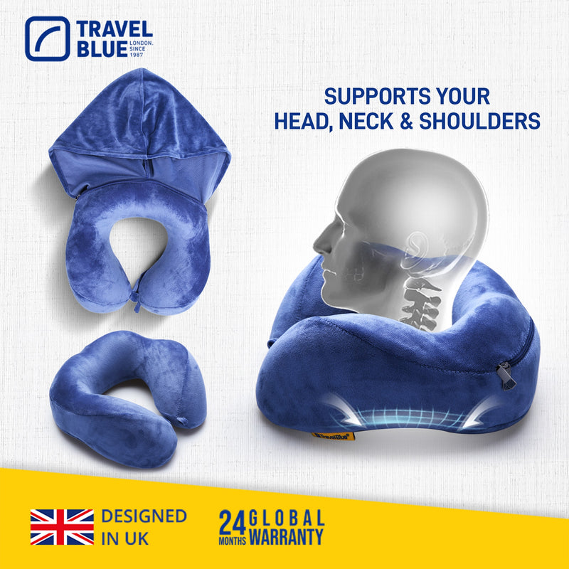 Travel Blue Ergonomic Hooded Pillow TB216