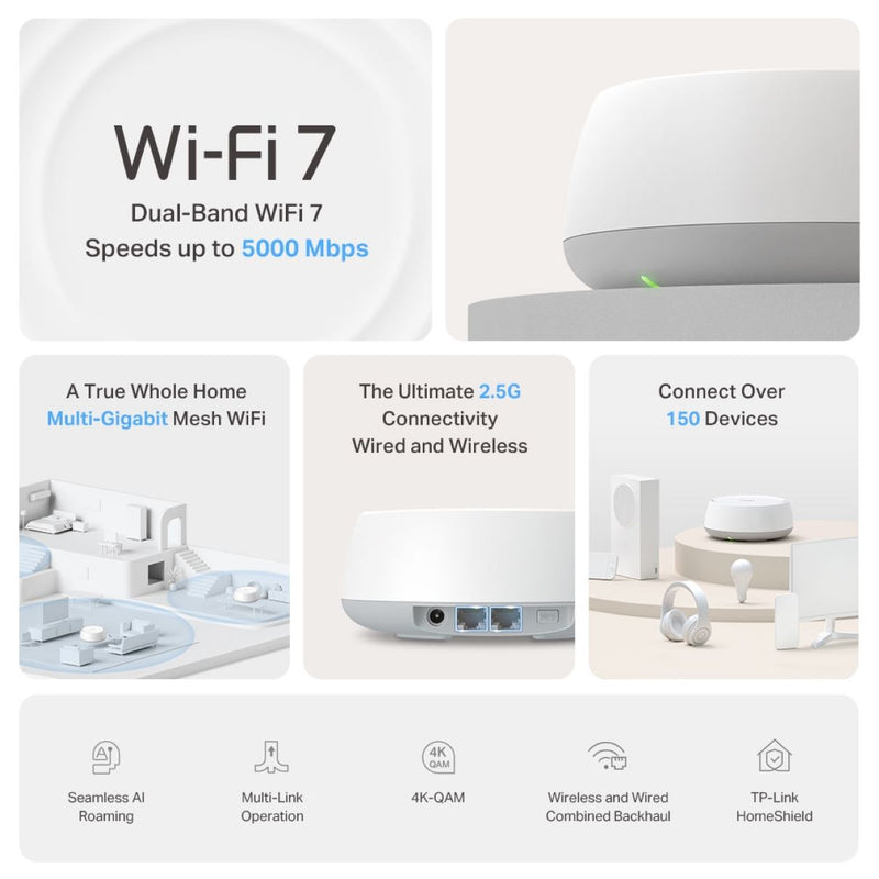 TP-Link Deco BE25 (2件裝) BE5000 雙頻 Wi-Fi 7 Mesh 路由器