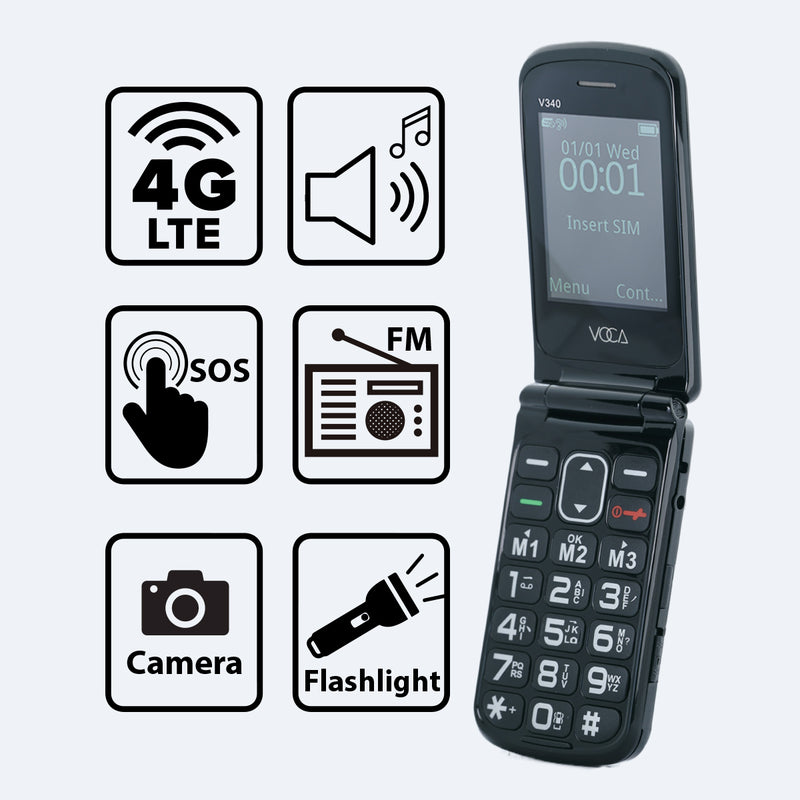 VOCA V340 4G Elderly Flip Phone Smartphone