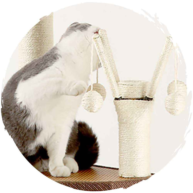 Pets Thing Summer cool burlap edge imitation rattan sisal scratching post cat climbing frame (6 layers ｜ 140cm)