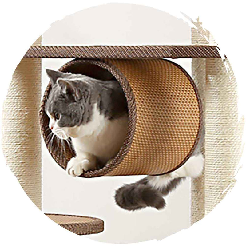 Pets Thing Summer cool burlap edge imitation rattan sisal scratching post cat climbing frame (6 layers ｜ 140cm)