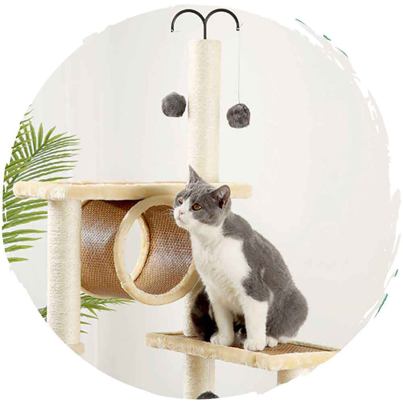 Pets Thing Summer cool burlap edge imitation rattan sisal scratching post cat climbing frame (6 layers ｜ 140cm)