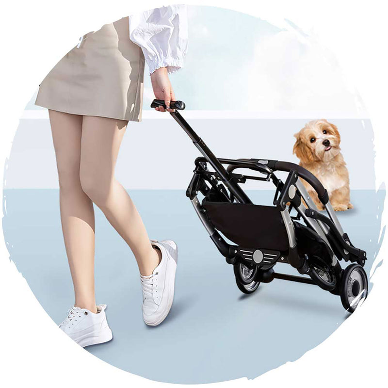 BELLO Aluminum Cart Basket Split Type Shock Absorbing Folding Pet Cat and Dog Trolley (Pet Weight: 15kg)