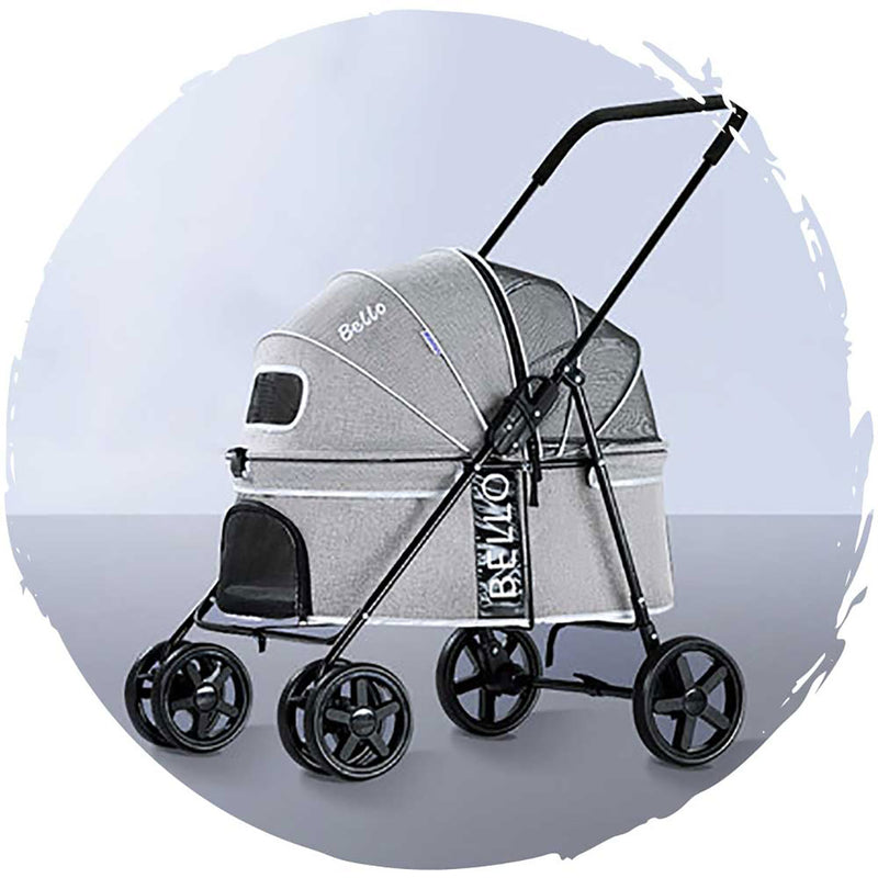 BELLO Low seat breathable four-wheel foldable dog stroller Large version (Load Weight: 20kg)