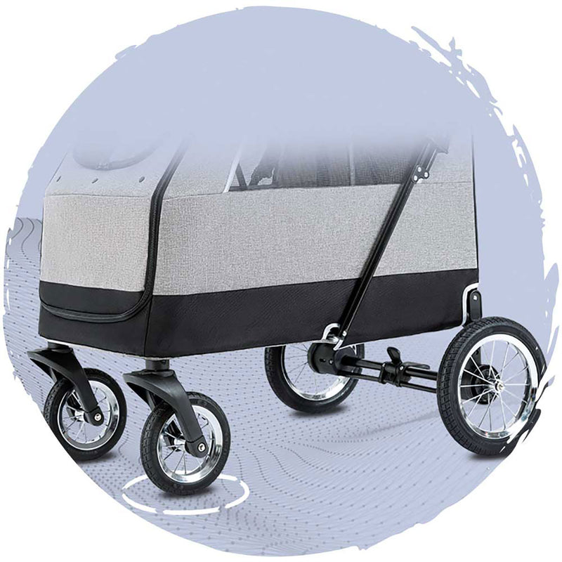 BELLO Detachable Big Dog Four-Wheel Universal Foldable Dog Trolley Grey (Load Weight: 55kg)