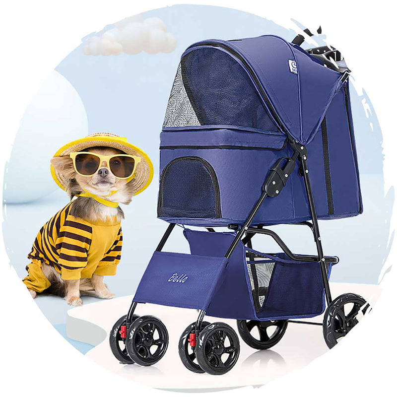 BELLO Classic Four-Wheel Foldable Dog Stroller (Load Weight: 15kg)