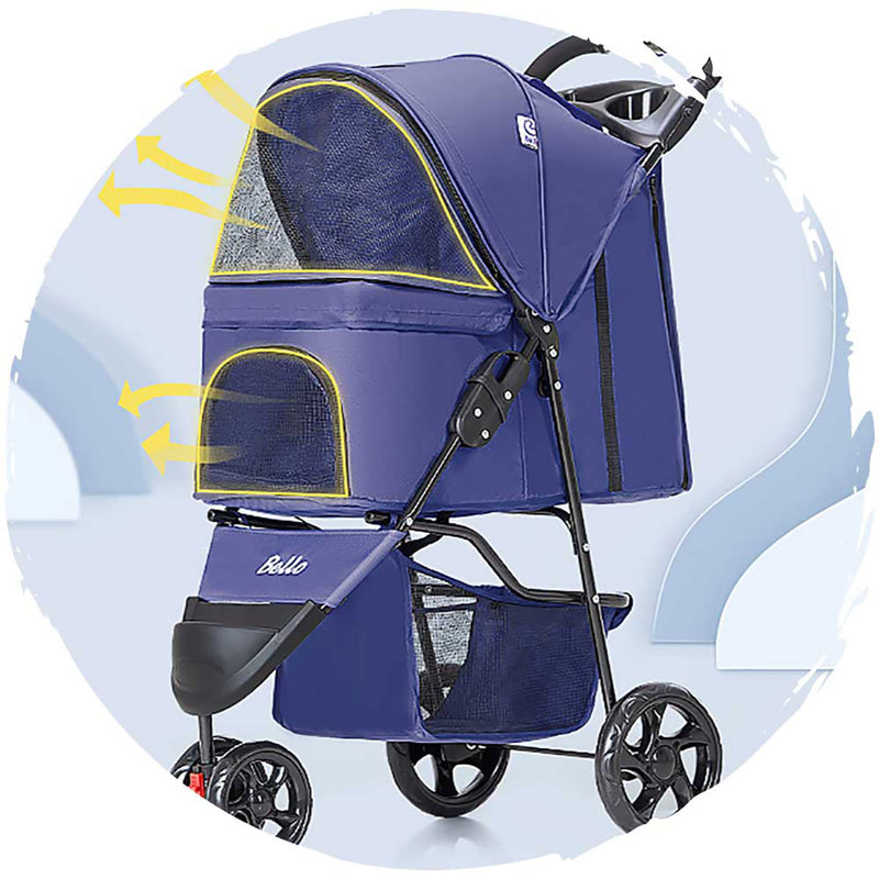 BELLO Classic Four-Wheel Foldable Dog Stroller (Load Weight: 15kg)