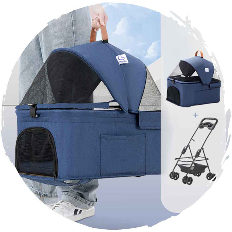 BELLO Car Basket Split Four-Wheel Universal Foldable Dog Trolley