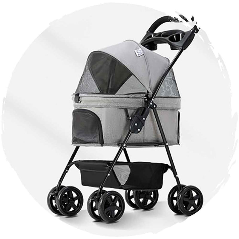 BELLO Fashionable Four-Wheel Universal Foldable Dog Stroller (Pet Weight: 12kg)