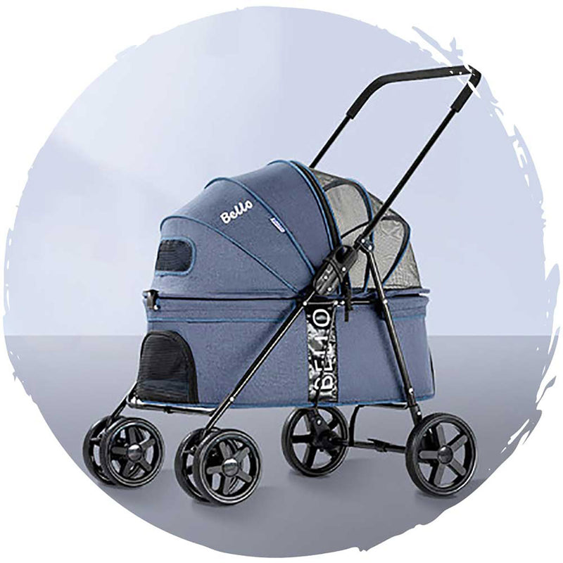 BELLO Low seat breathable four-wheel foldable dog stroller Large version (Load Weight: 20kg)