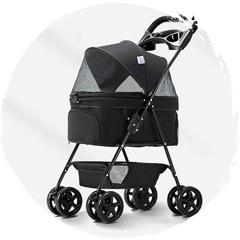 BELLO Fashionable Four-Wheel Universal Foldable Dog Stroller (Pet Weight: 12kg)