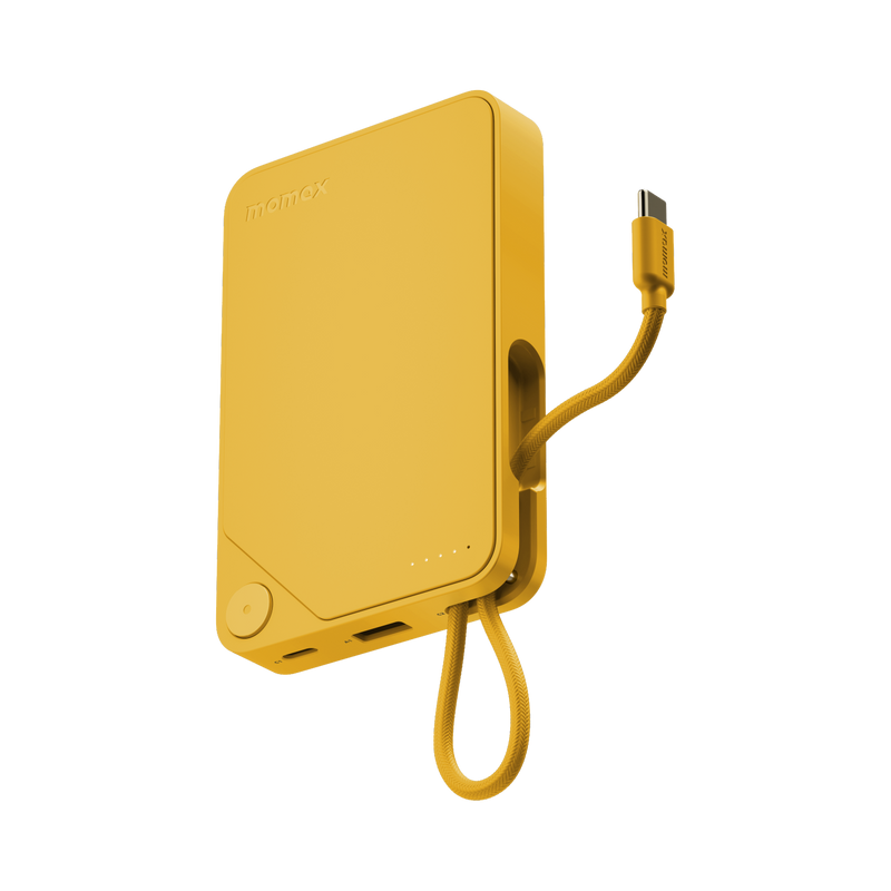 Momax 1-Power X Battery Pack (10000mAh) with Built-in USB-C Cable (Yellow)