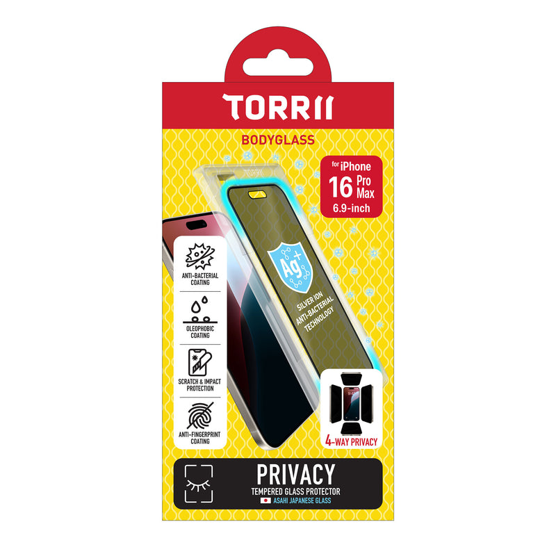 Torrii Anti-Bacterial Coating 4-Way Privacy BODYGLASS for iPhone 16 Pro Max