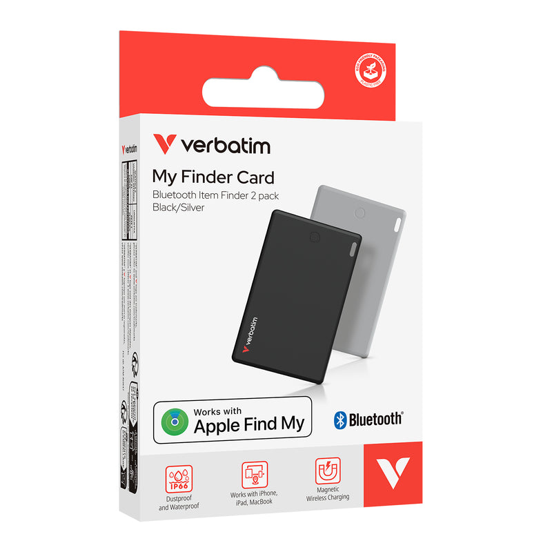 VERBATIM Verbatim My Finder Card（兩件裝）追蹤設備 - 黑色 + 銀色