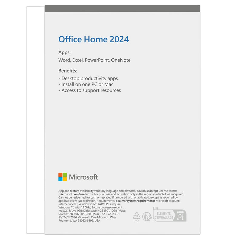 MICROSOFT 微軟 Office 家用版 2024 (英文版) (實體版)