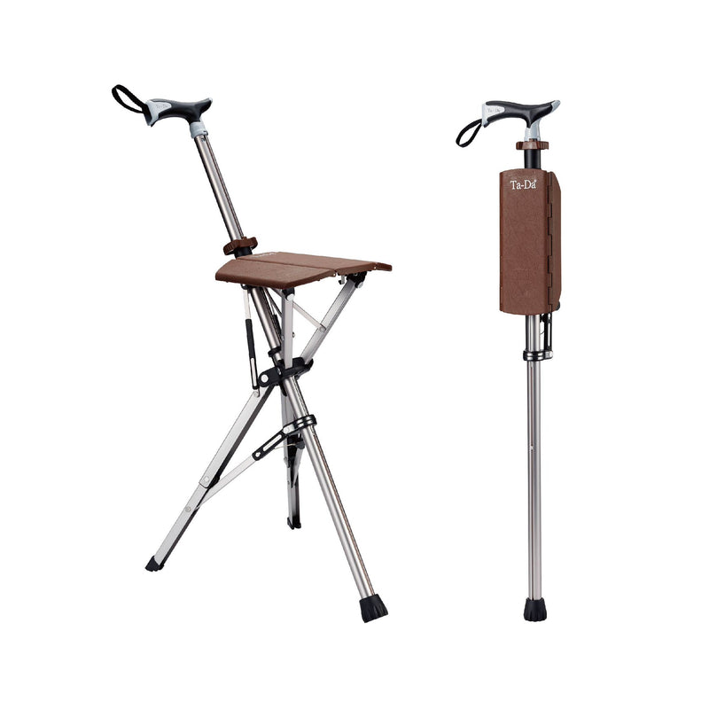 TADA Lightweight Folding Cane Chair (Brown)