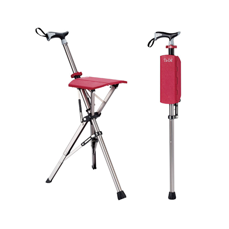 TADA Lightweight Folding Cane Chair (Rose Red)