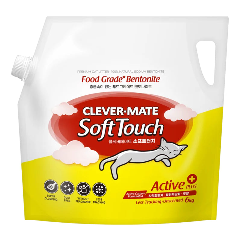 CLEVER-MATE Soft Touch Active Plus 粗粒礦物貓砂 6kg(原箱3包優惠)