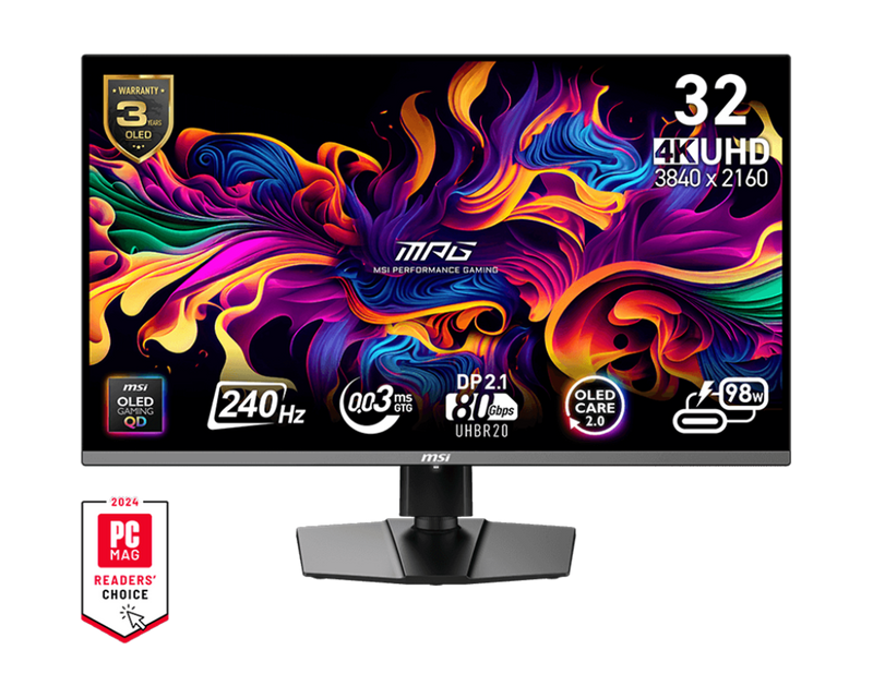 MSI MPG 322URX QD-OLED 32" 4K 240Hz DP2.1 Gaming Monitor